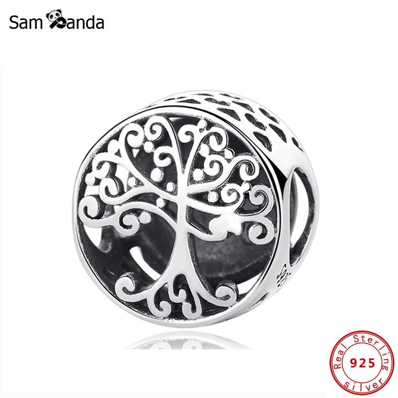 925 Silver Family Roots Charm Bead Tree Fit Bracelets