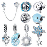 Europe Bracelet Silver 925 Shell Anchor Dolphin Safety Chain Beads Jewelry