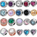 925 Silver Crystal Bead Charm for Bracelet DIY Jewelry