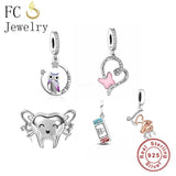 925 Silver Never Give Up Purple Enamel OWL Bead Bracelet Charm
