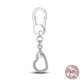 925 Silver Heart Key Chain Holder Charm Key Ring Beads