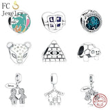 925 Silver Enamel Sea Mickey Cross Ring Coffee Cup Beads DIY Berloque