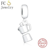 925 Silver Enamel Sea Mickey Cross Ring Coffee Cup Beads DIY Berloque