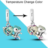 925 Silver Chameleon Dangle Charms for Bracelet DIY Jewelry Making