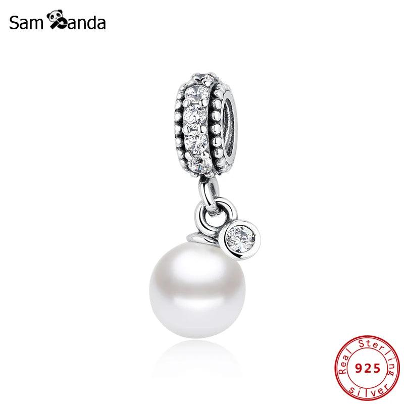 925 Silver Charm Luminous Pearl Pendant for Bracelets