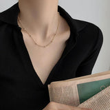 24K Plated Necklace for Women Bead Box Clavicle Chain Choker Necklace