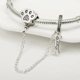925 Silver Plata Charms of Ley Fit Pan Bracelet Necklace Women Safety Chain