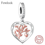 925 Silver Heart Pink Stone Teacher Charm Bracelet Bead