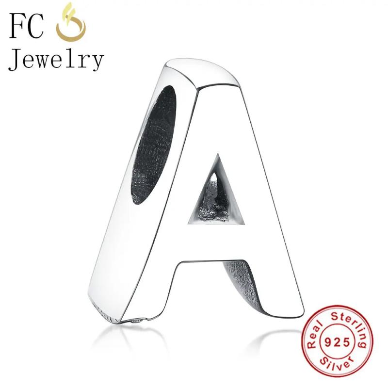 925 Sterling Silver A-Z Alphabet Letter Beads DIY Berloque