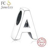 925 Sterling Silver A-Z Alphabet Letter Beads DIY Berloque