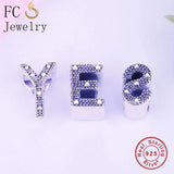 925 Sterling Silver A-Z Alphabet Letter Beads DIY Berloque