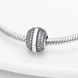 925 Silver Zircon Bead Charm for Bracelet Necklace