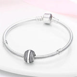 925 Silver Zircon Bead Charm for Bracelet Necklace