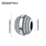 925 Silver Zircon Bead Charm for Bracelet Necklace