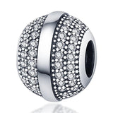 925 Silver Zircon Bead Charm for Bracelet Necklace