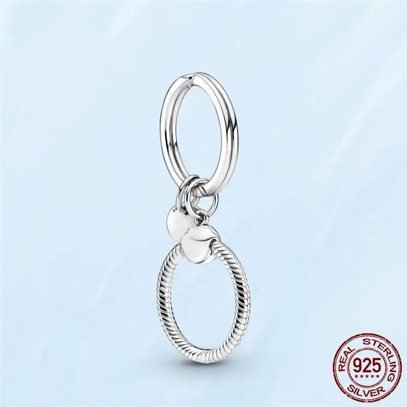 Silver Moment Keychain Small Bag Charm Holder Pendant for Women