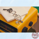 Silver Moment Keychain Small Bag Charm Holder Pendant for Women