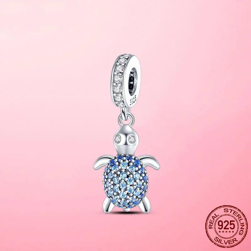 925 Silver CZ Sea Turtle Charm Pendant for Bracelet