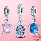 925 Silver CZ Sea Turtle Charm Pendant for Bracelet