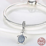 925 Silver CZ Sea Turtle Charm Pendant for Bracelet