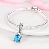 925 Silver CZ Sea Turtle Charm Pendant for Bracelet