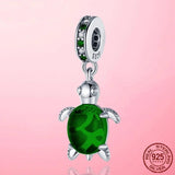 925 Silver CZ Sea Turtle Charm Pendant for Bracelet