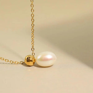 18KGF Stainless Steel Pearl Charms Pendant Necklaces for Women
