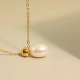 18KGF Stainless Steel Pearl Charms Pendant Necklaces for Women