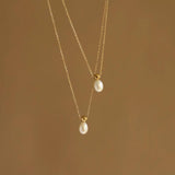 18KGF Stainless Steel Pearl Charms Pendant Necklaces for Women
