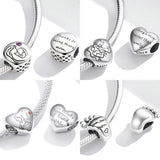 925 Silver Maternal Love Charm Baby Feet Bee Heart Pendant for Bracelet