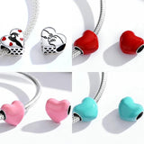 925 Silver Maternal Love Charm Baby Feet Bee Heart Pendant for Bracelet
