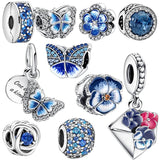 S925 Silver Pansy Envelope Charm Butterfly Pendant