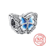 S925 Silver Pansy Envelope Charm Butterfly Pendant