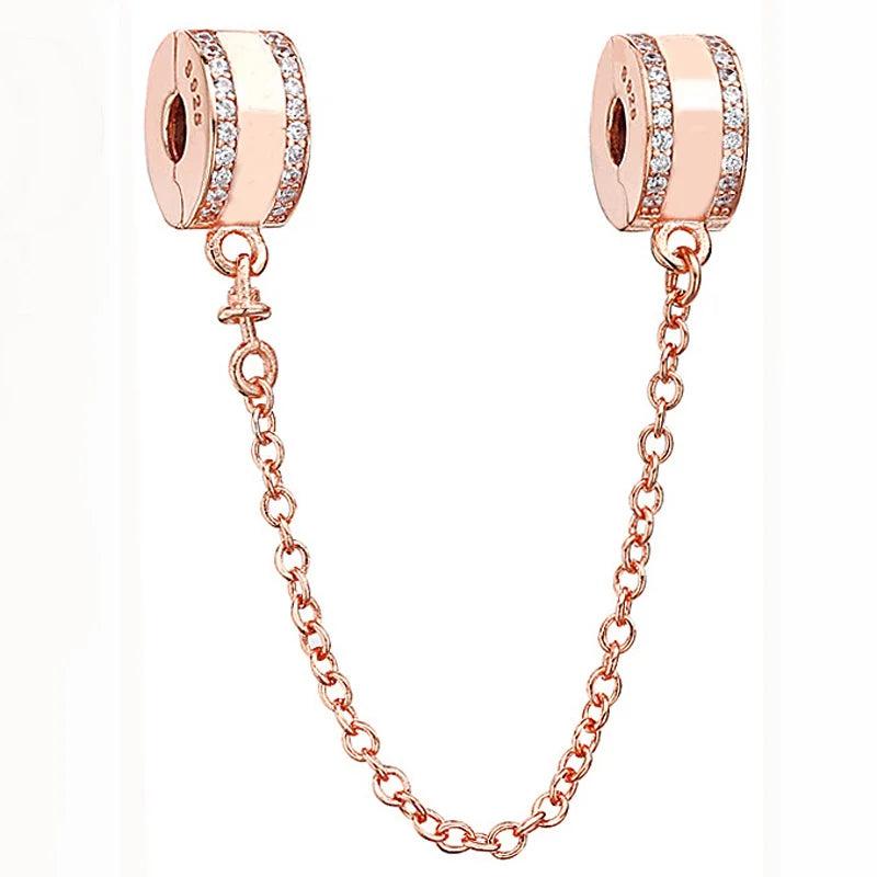 Rose Insignia Crystal Safety Chain Clip Beads for Bracelet DIY Jewelry