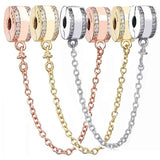 Rose Insignia Crystal Safety Chain Clip Beads for Bracelet DIY Jewelry