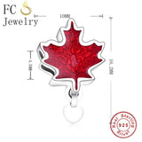 925 Silver Canada Flag Red Heart Bead for Charm Bracelet