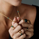 Natural Stone Female Stainless Steel Necklace 18K Real Plated
