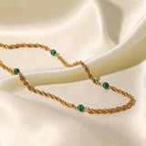 Natural Stone Female Stainless Steel Necklace 18K Real Plated