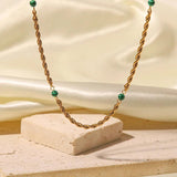 Natural Stone Female Stainless Steel Necklace 18K Real Plated