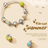 925 Silver Summer Journey Charm Pendant for Bracelets DIY Jewelry Gift