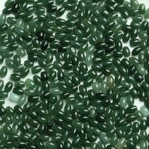 10PC Natural Emerald Green Jadeite Bead Oval DIY Bangle Charm Hand-Carved