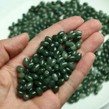 10PC Natural Emerald Green Jadeite Bead Oval DIY Bangle Charm Hand-Carved