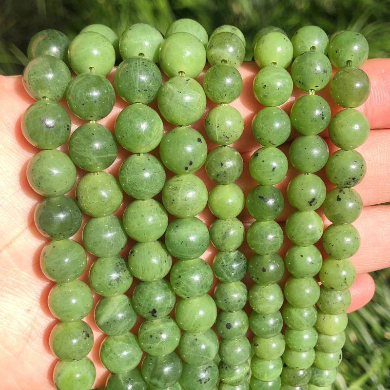 Green Natural Canadian Jade Beads Round Loose 6 8 10 12mm Gemstone Beads