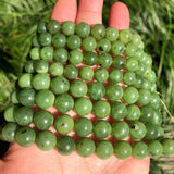 Green Natural Canadian Jade Beads Round Loose 6 8 10 12mm Gemstone Beads