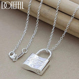 925 Sterling Silver Squer Lock Necklace 18 inch Chain
