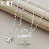 925 Sterling Silver Squer Lock Necklace 18 inch Chain