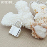 925 Sterling Silver Squer Lock Necklace 18 inch Chain
