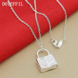 925 Sterling Silver Squer Lock Necklace 18 inch Chain