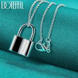 925 Sterling Silver Squer Lock Necklace 18 inch Chain