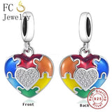 925 Silver Angel Wings Dog Paw Puzzle Cross Infinity Bead Bracelet